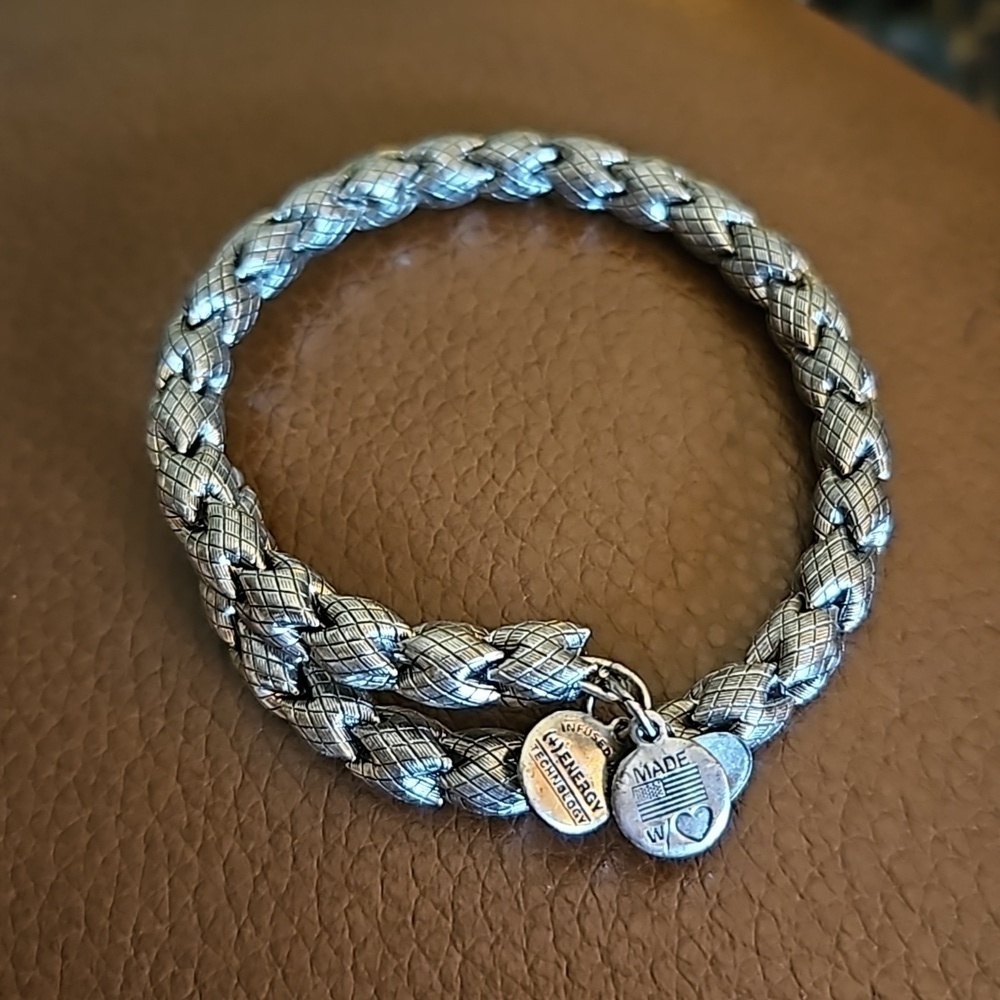 ALEX and ANI Silver Vintage 66 Braided Wrap Bracelet - Picture 2 of 6